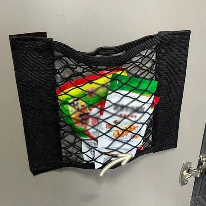 Kitchen Trash Bag Organizer – Car Trunk Storage Net Bag, Elastic Cargo Mesh Storage Pouch