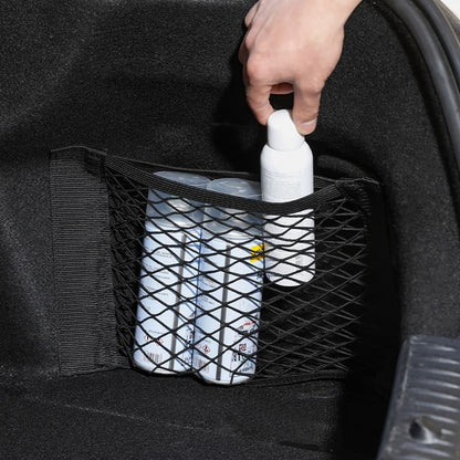 Kitchen Trash Bag Organizer – Car Trunk Storage Net Bag, Elastic Cargo Mesh Storage Pouch