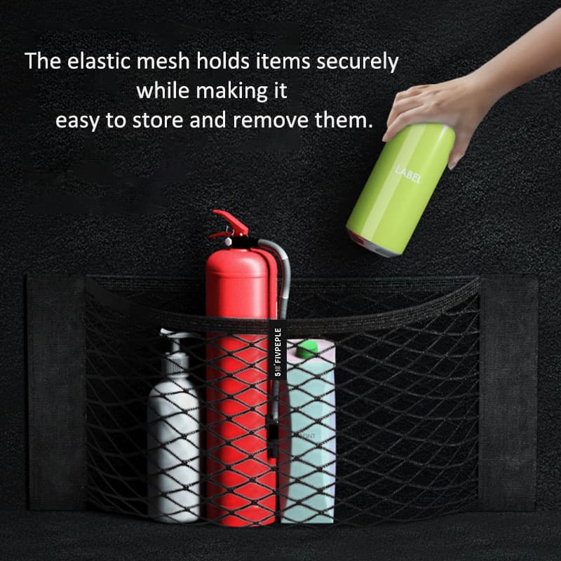 Kitchen Trash Bag Organizer – Car Trunk Storage Net Bag, Elastic Cargo Mesh Storage Pouch