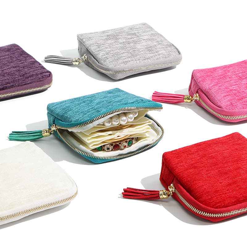 Elegant Tassel Jewelry Organizer Pouch – 5-Layer Zipper Travel Case for Rings, Necklaces, Earrings & Bracelets