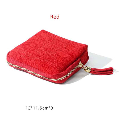 Elegant Tassel Jewelry Organizer Pouch – 5-Layer Zipper Travel Case for Rings, Necklaces, Earrings & Bracelets