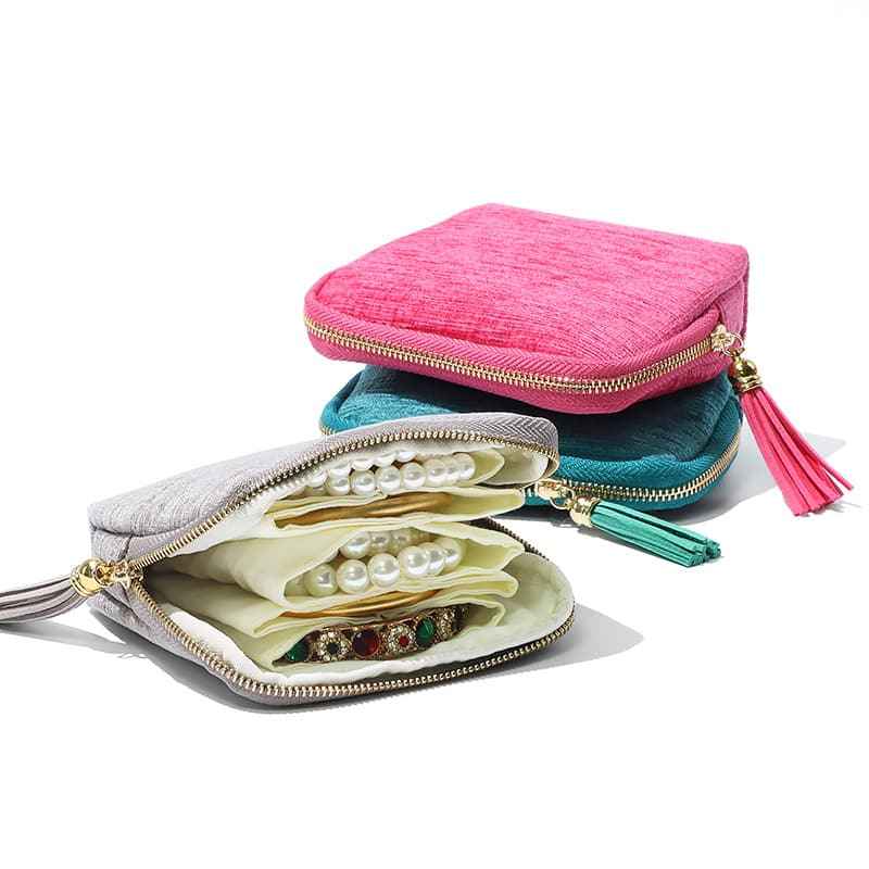 Elegant Tassel Jewelry Organizer Pouch – 5-Layer Zipper Travel Case for Rings, Necklaces, Earrings & Bracelets