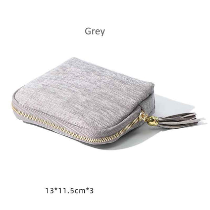 Elegant Tassel Jewelry Organizer Pouch – 5-Layer Zipper Travel Case for Rings, Necklaces, Earrings & Bracelets
