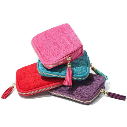 Elegant Tassel Jewelry Organizer Pouch – 5-Layer Zipper Travel Case for Rings, Necklaces, Earrings & Bracelets