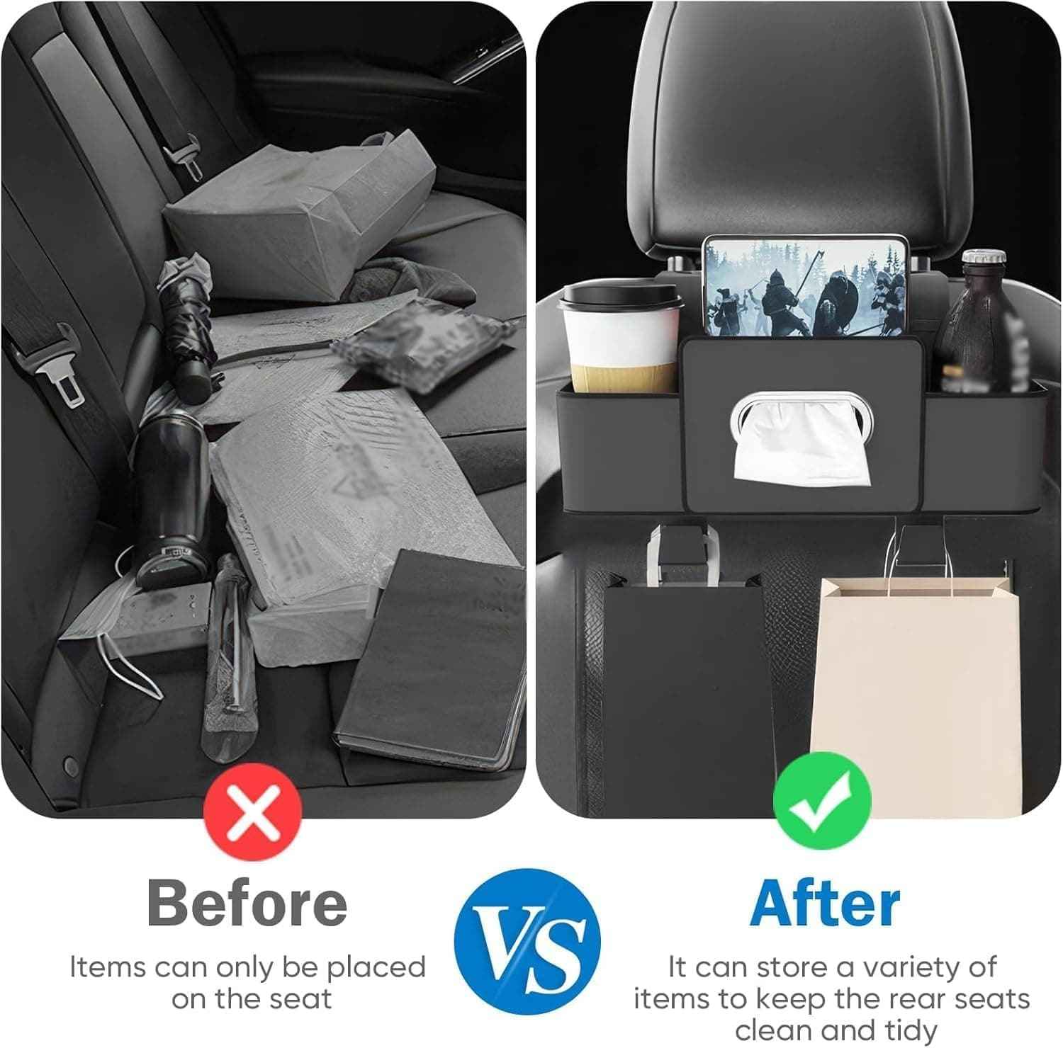 3-in-1 Car Backseat Organizer – Keep Your Car Clean & Organized!