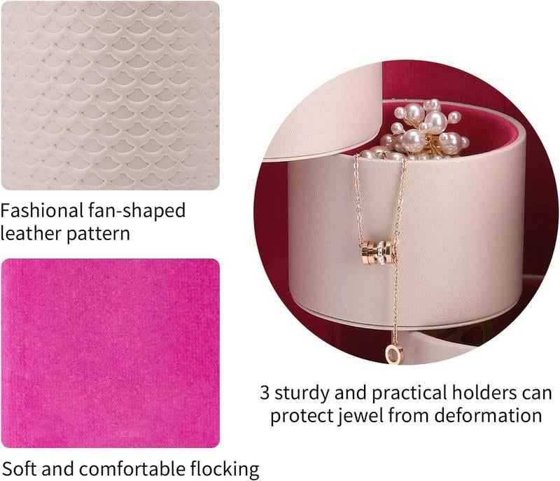 Three Layers Portable Cylindrical Jewelry Organizer Case for Rings, Earrings & Accessories