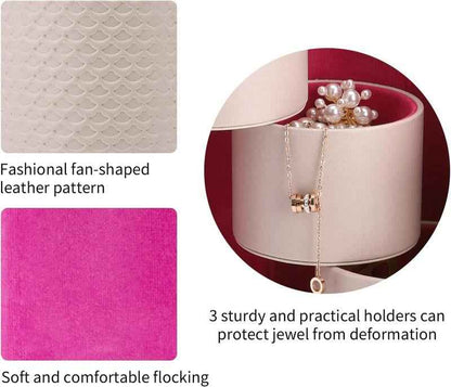 Three Layers Portable Cylindrical Jewelry Organizer Case for Rings, Earrings & Accessories