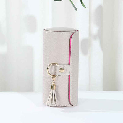 Three Layers Portable Cylindrical Jewelry Organizer Case for Rings, Earrings & Accessories