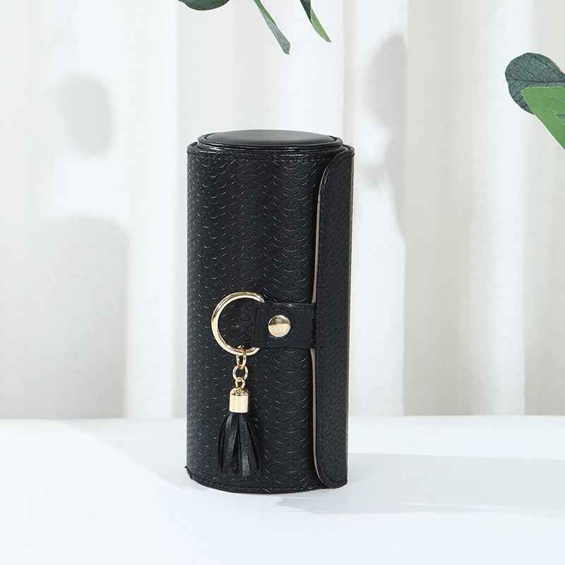 Three Layers Portable Cylindrical Jewelry Organizer Case for Rings, Earrings & Accessories