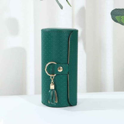 Three Layers Portable Cylindrical Jewelry Organizer Case for Rings, Earrings & Accessories