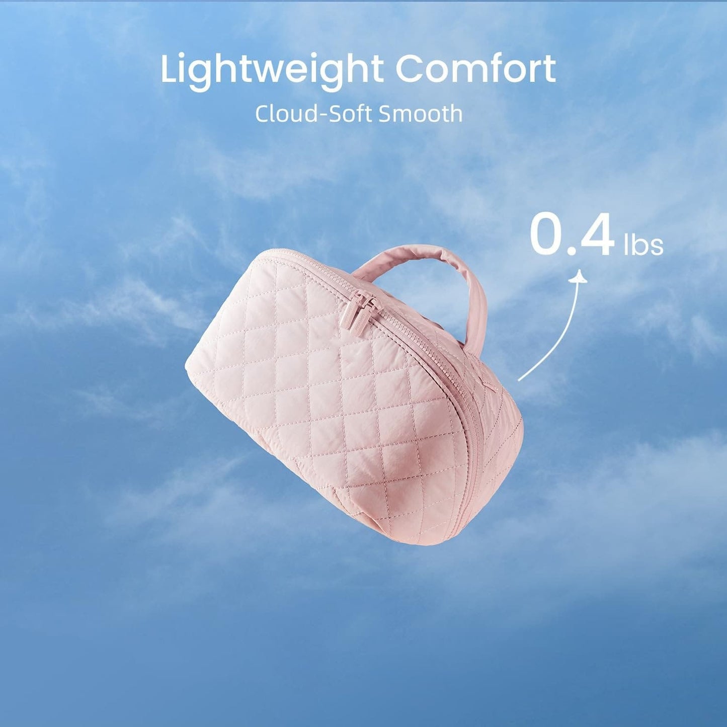 Large Capacity Quilted Makeup Bag – Multifunctional Waterproof Cosmetic Organizer with Handle for Travel & Toiletry Storage