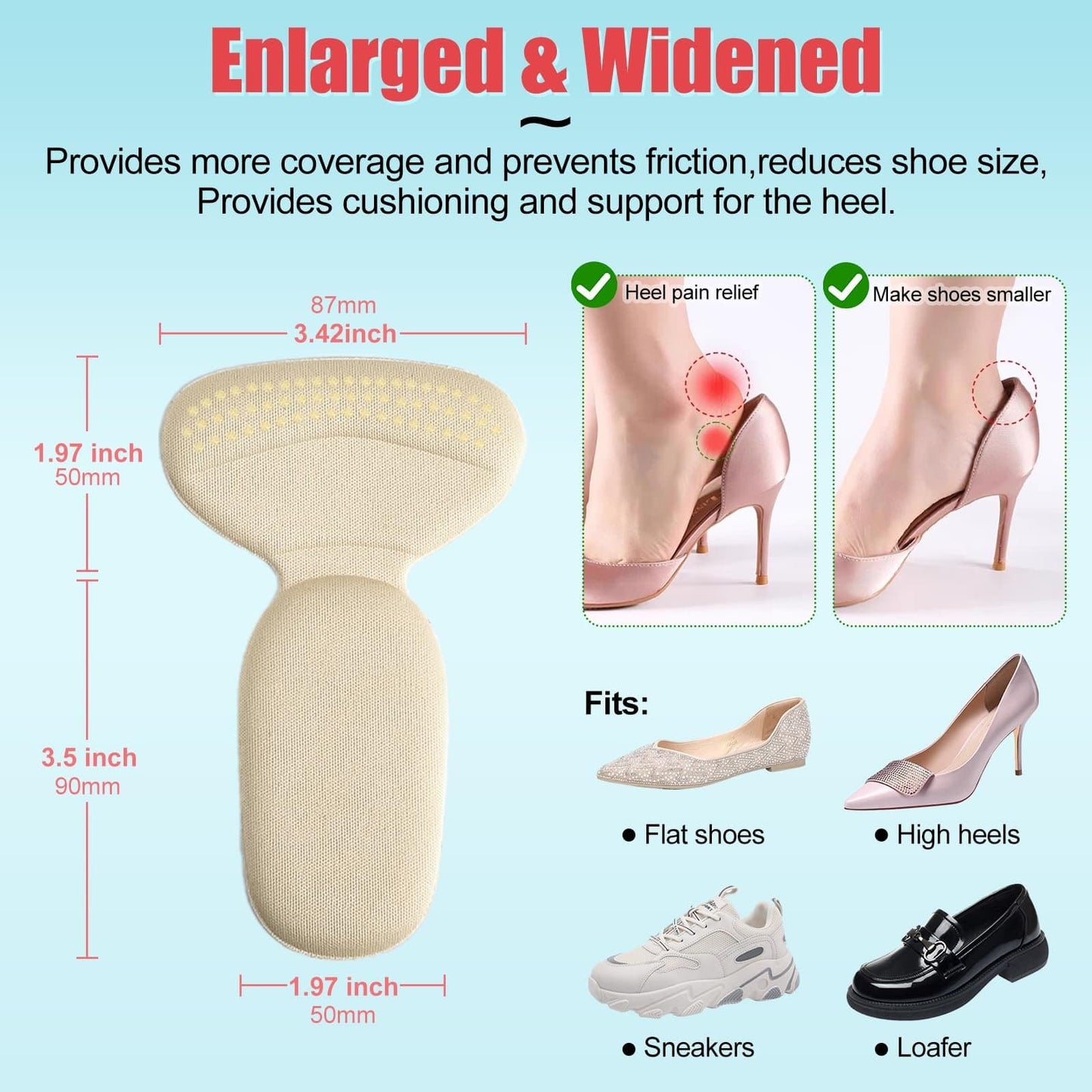 Anti-slip Heel Liners Soft Cushion Heel Protector Pads for Women Men Shoes