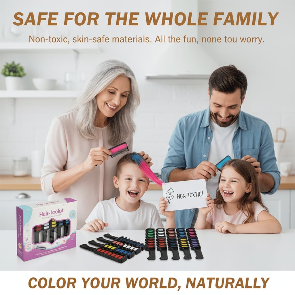 10-Color Hair Dye Comb – Temporary Hair Chalk Set, Vibrant Hair Coloring Sticks