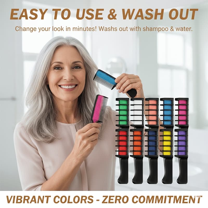 10-Color Hair Dye Comb – Temporary Hair Chalk Set, Vibrant Hair Coloring Sticks