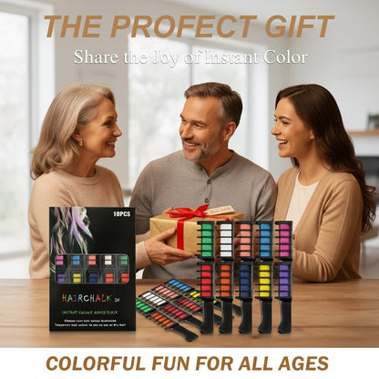 10-Color Hair Dye Comb – Temporary Hair Chalk Set, Vibrant Hair Coloring Sticks