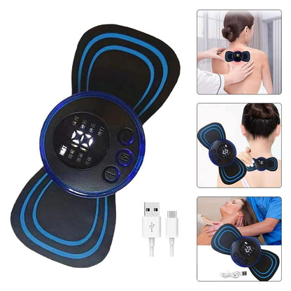 Mini EMS Neck & Shoulder Massager, Portable Pulse Smart Massage Patch, 8 Modes