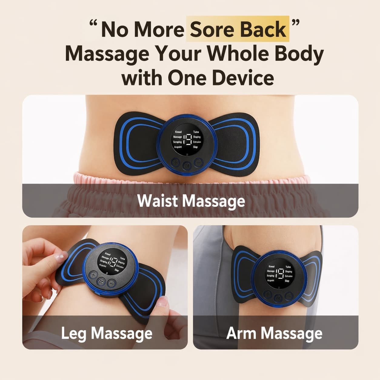 Mini EMS Neck & Shoulder Massager, Portable Pulse Smart Massage Patch, 8 Modes