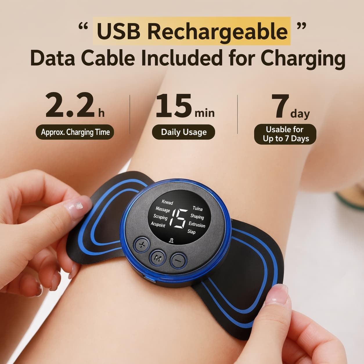 Mini EMS Neck & Shoulder Massager, Portable Pulse Smart Massage Patch, 8 Modes