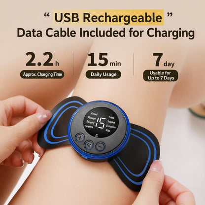 Mini EMS Neck & Shoulder Massager, Portable Pulse Smart Massage Patch, 8 Modes