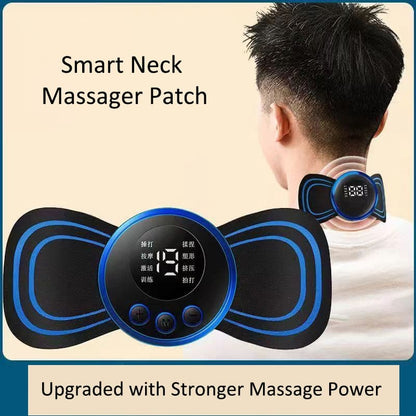 Mini EMS Neck & Shoulder Massager, Portable Pulse Smart Massage Patch, 8 Modes