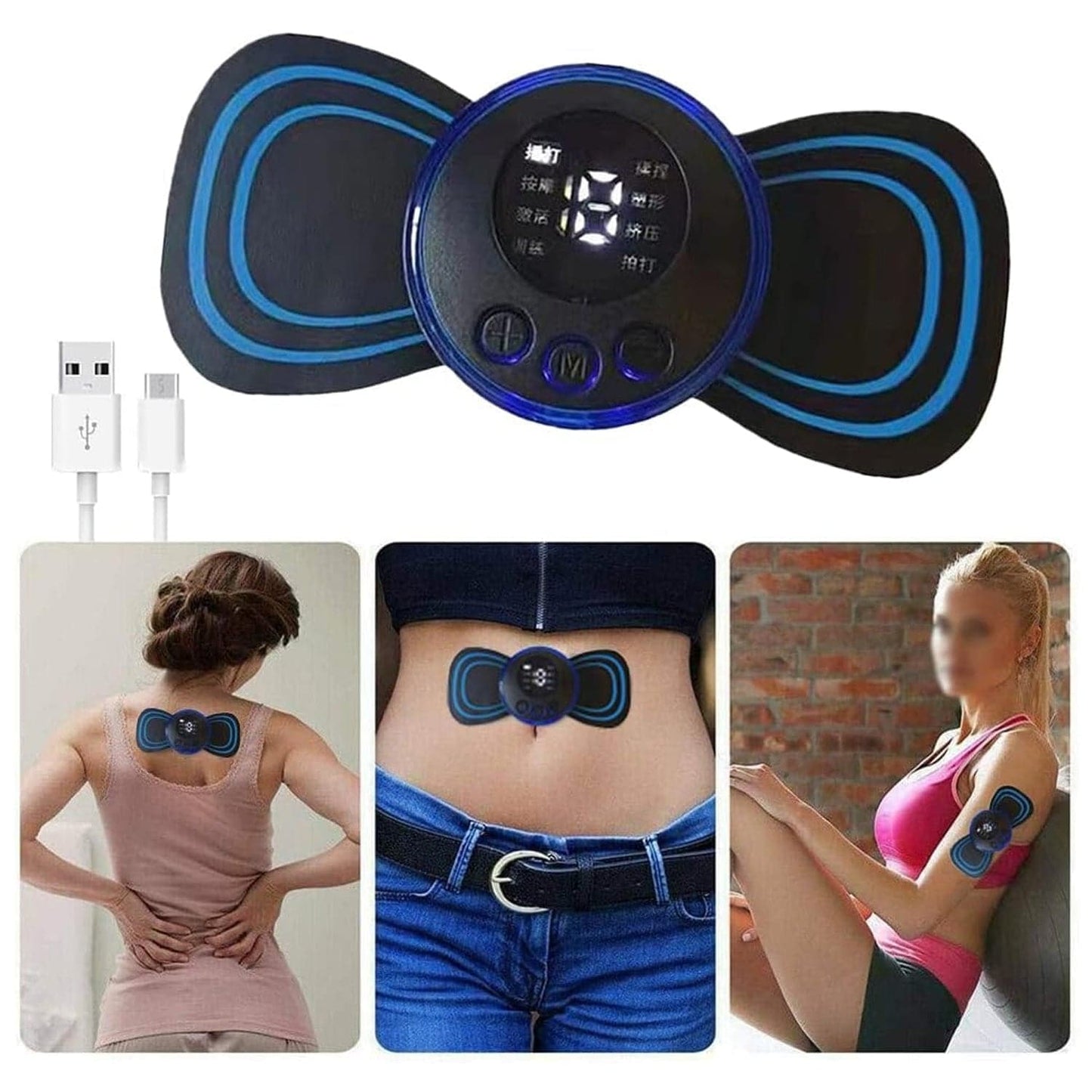 Mini EMS Neck & Shoulder Massager, Portable Pulse Smart Massage Patch, 8 Modes