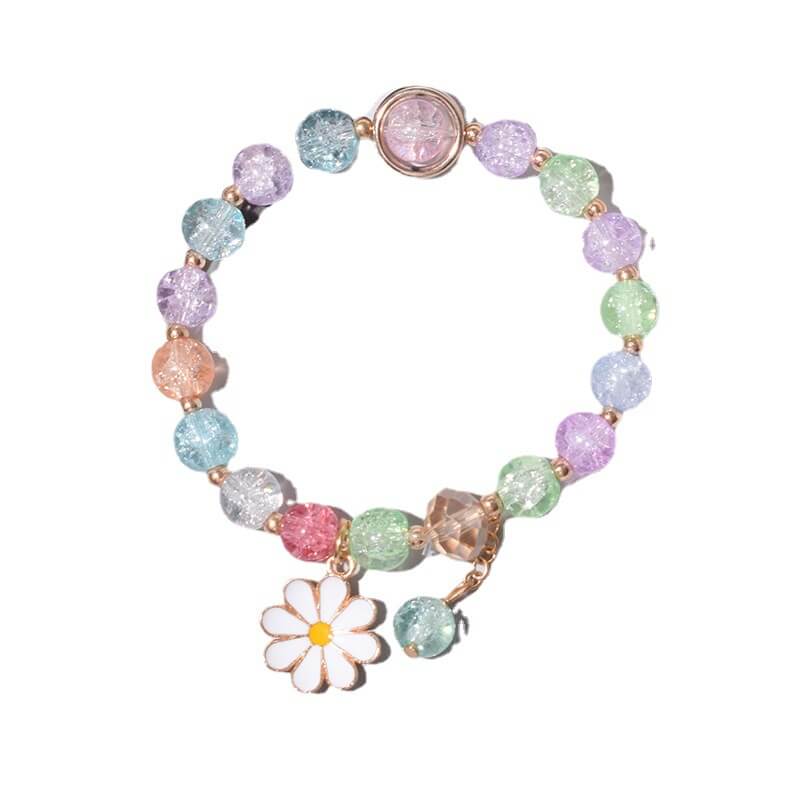 Colorful Beaded Daisy Bracelet Elastic Wristband for Women