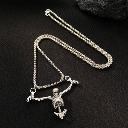 Halloween Gothic Dark Skeleton Pendant Necklace