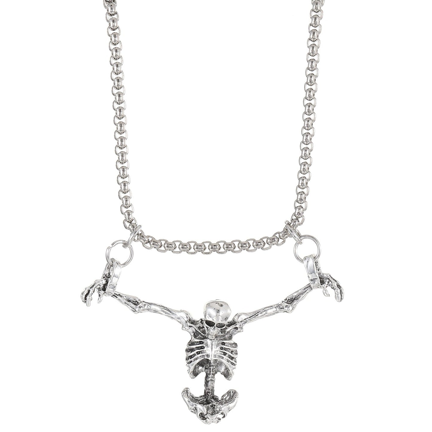 Halloween Gothic Dark Skeleton Pendant Necklace