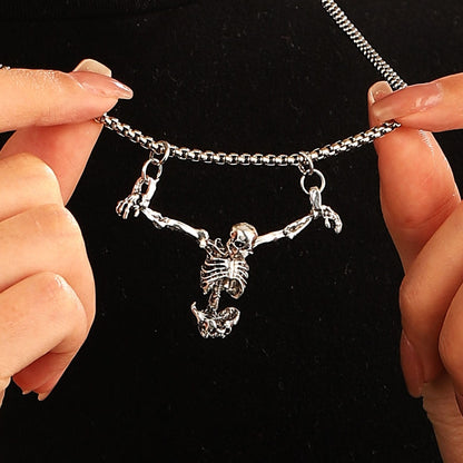 Halloween Gothic Dark Skeleton Pendant Necklace
