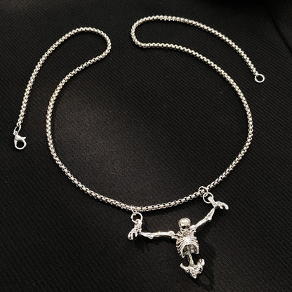 Halloween Gothic Dark Skeleton Pendant Necklace
