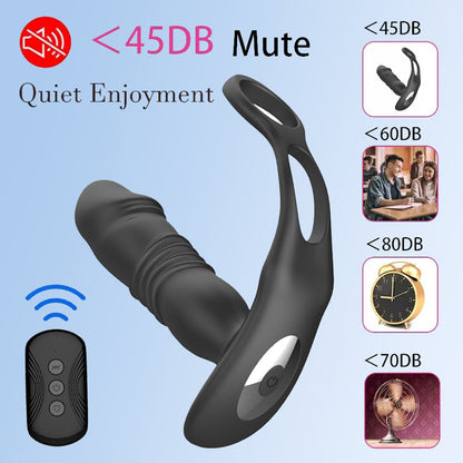 Prostate & Anal Massager with Dildo, Cock Ring APP Controlled Adult Toy for Men