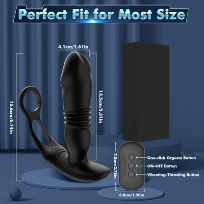 Prostate & Anal Massager with Dildo, Cock Ring APP Controlled Adult Toy for Men