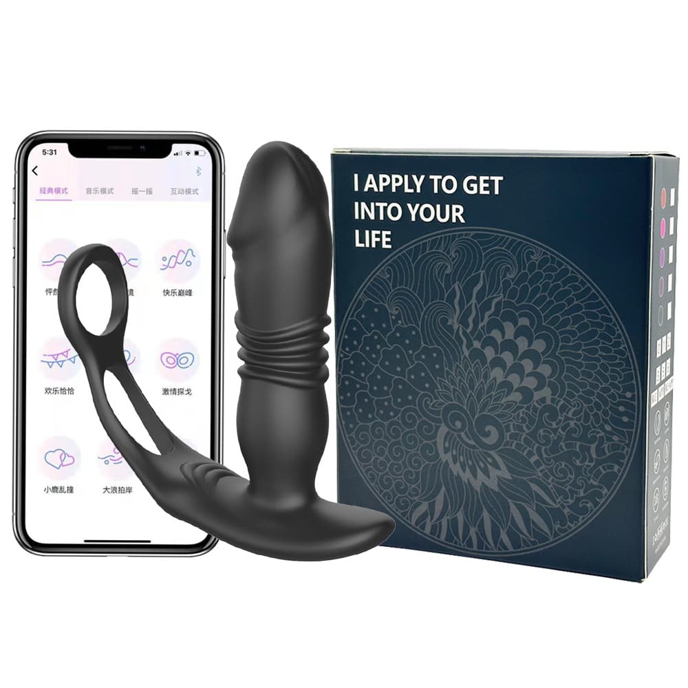 Prostate & Anal Massager with Dildo, Cock Ring APP Controlled Adult Toy for Men