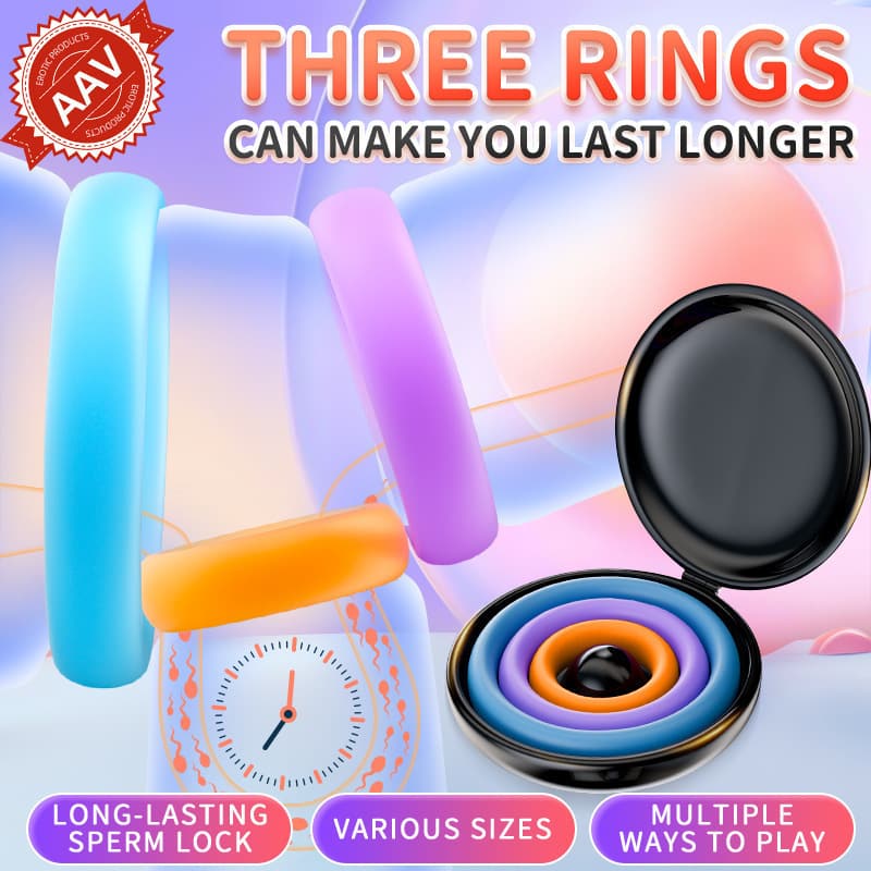 Cock/Penis Ring Men Sex Toys - Colored Tension Silicone Cock Ring Set with 3 Pcs Different Sizes