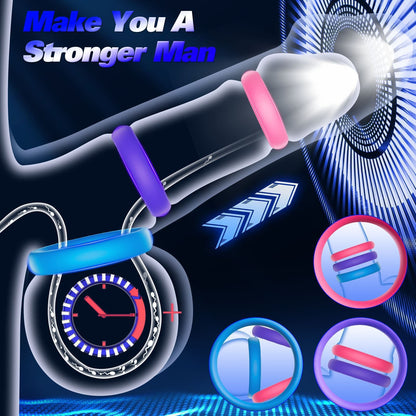 Cock/Penis Ring Men Sex Toys - Colored Tension Silicone Cock Ring Set with 3 Pcs Different Sizes