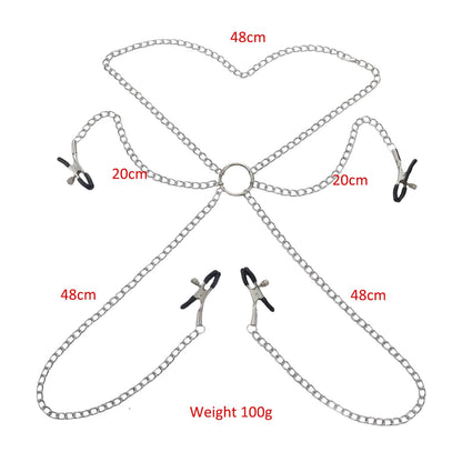 Chain + clips + bell, relaxation toy for couples