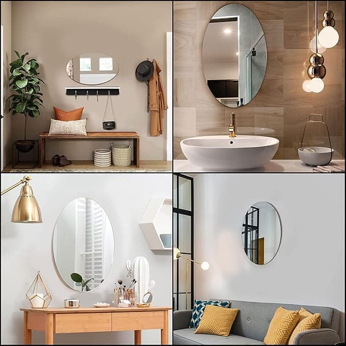 Acrylic Mirror Wall Sticker, Oval Soft Mirror for Living Room, Bathroom & Bedroom