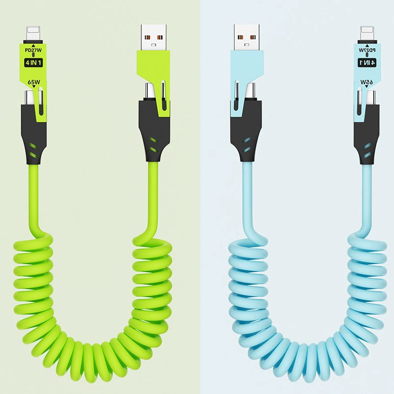 Spring Retractable 4-in-1 Charging Cable