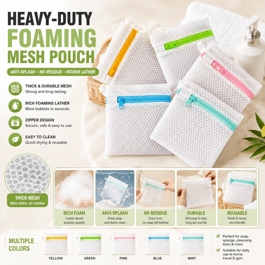🧺Heavy-Duty Foaming Mesh Pouch – Anti-Splash, No Residue, Richer Lather