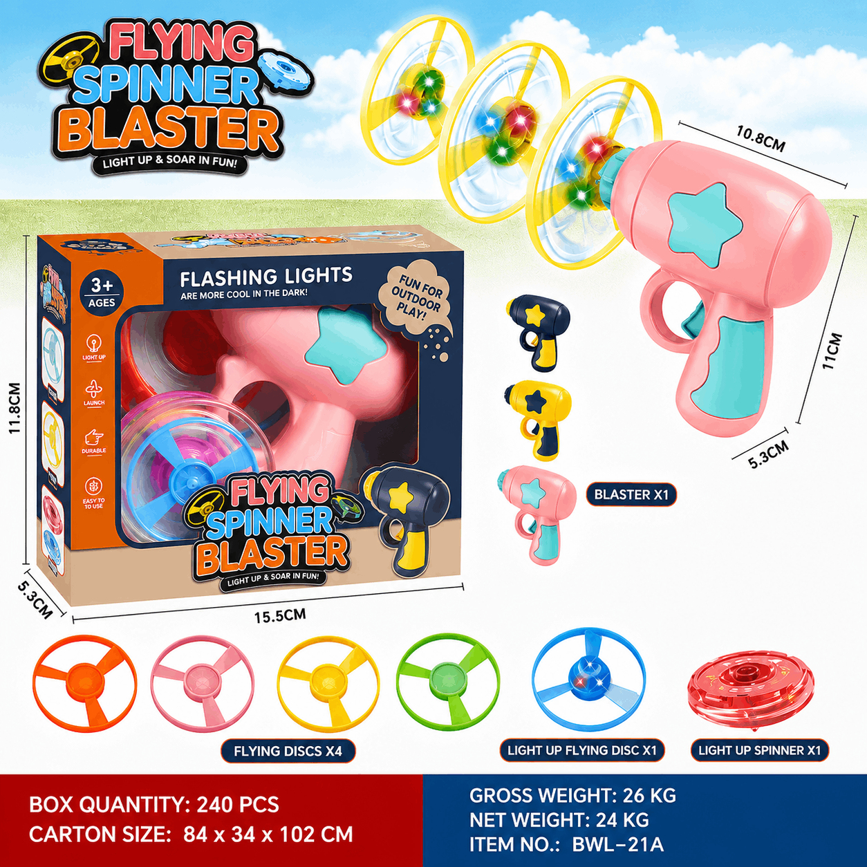 🐱Interactive LED Flying Disc Launcher – Disc & Spinning Top 2-in-1, for Cats & Dogs