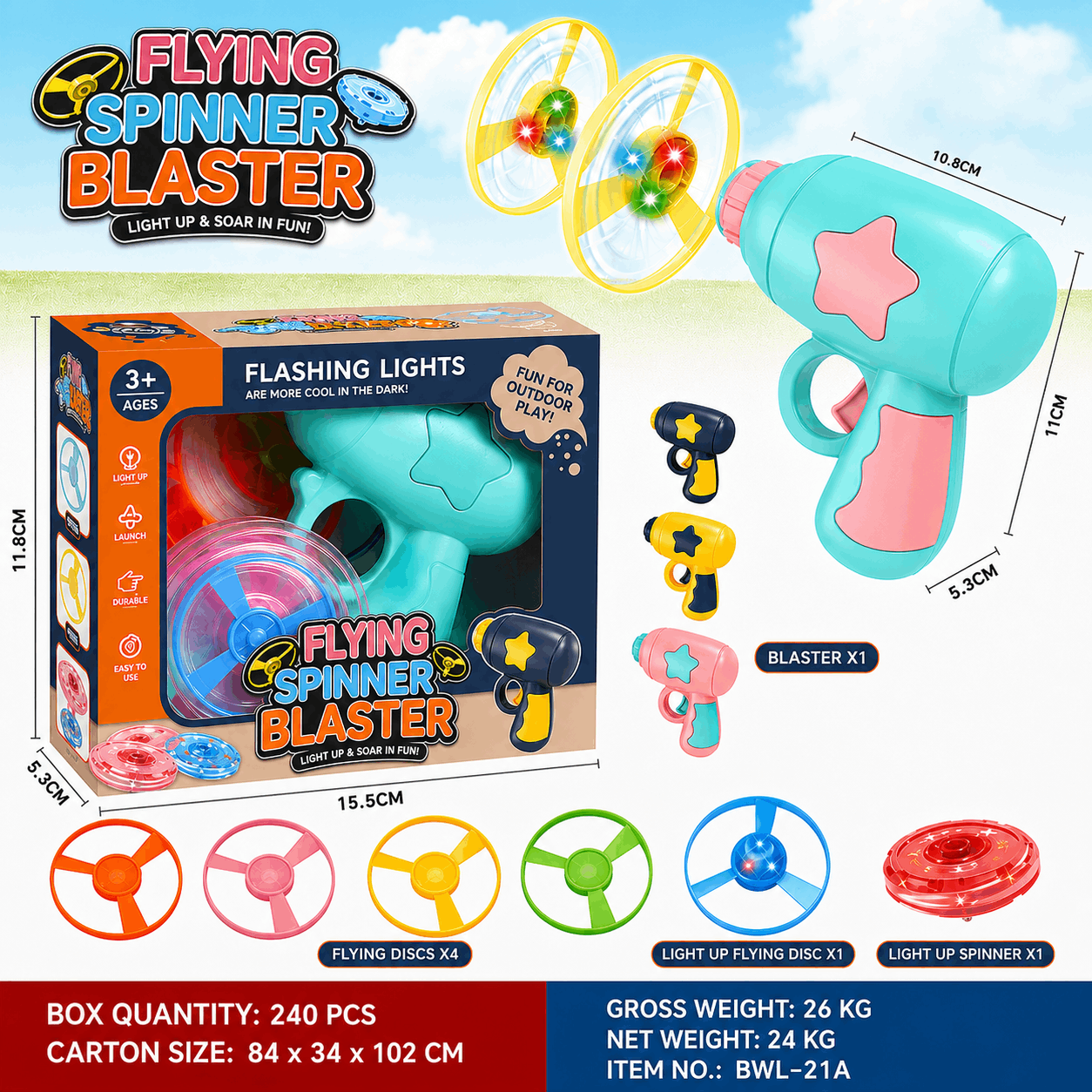 🐱Interactive LED Flying Disc Launcher – Disc & Spinning Top 2-in-1, for Cats & Dogs