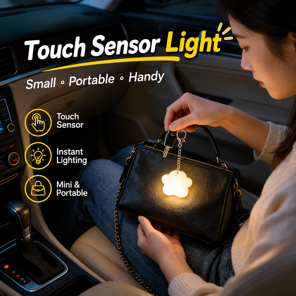 ✨❤️Love Sensor Light Keychain – Drop in Your Bag, Touch to Light Up, Easy to Find Items in the Dark, Bag Essential
