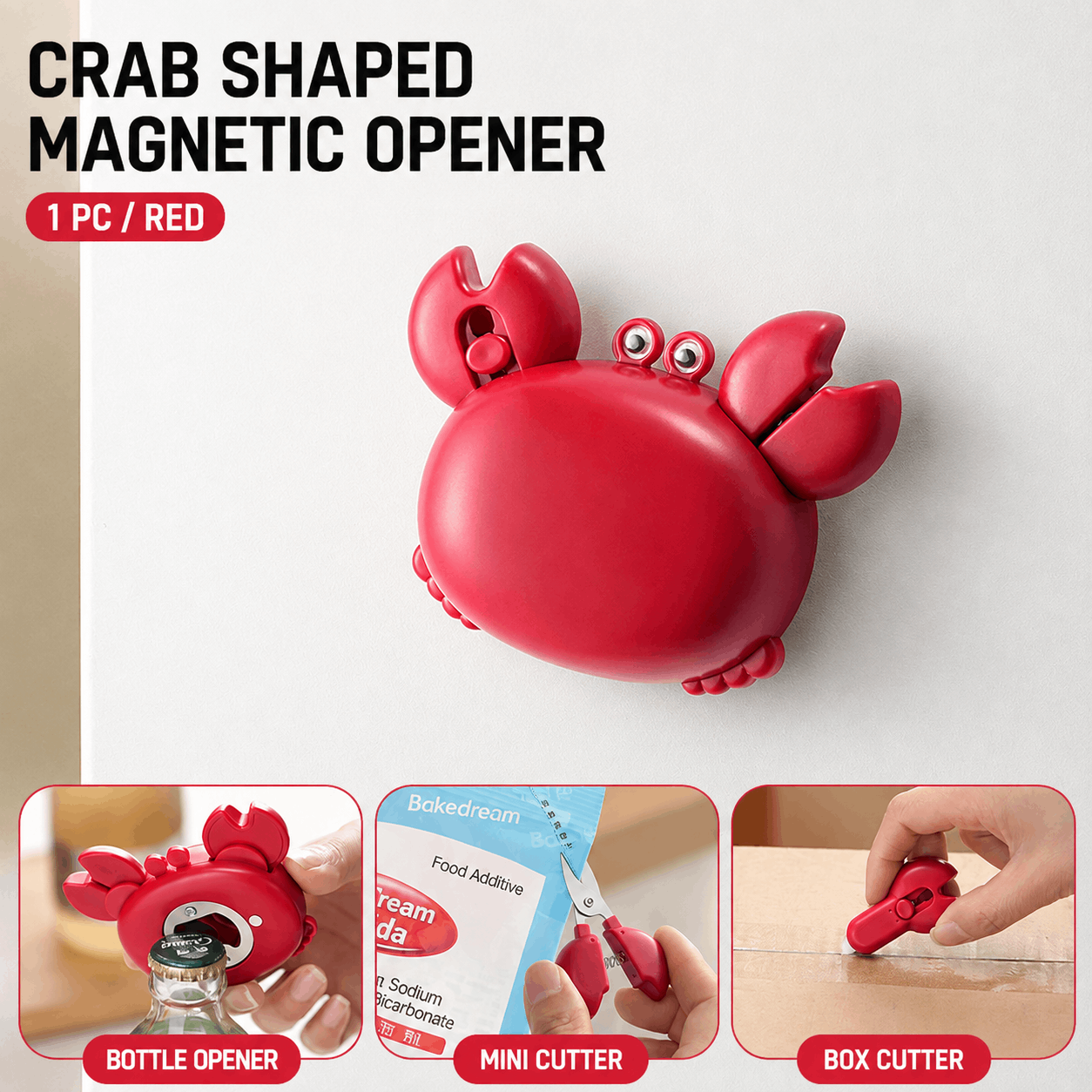 🦀 Multifunctional Magnetic Crab Bottle Opener