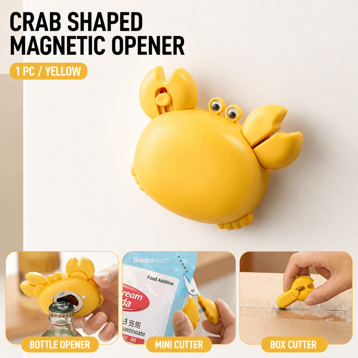 🦀 Multifunctional Magnetic Crab Bottle Opener