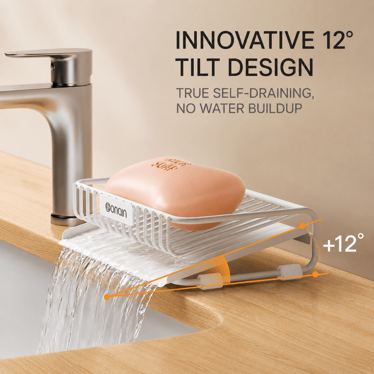 🧊Carbon Steel Countertop Drain Tray – Detachable & Easy to Clean, Rust-Resistant Carbon Steel, Sloped Drainage Prevents Pooling