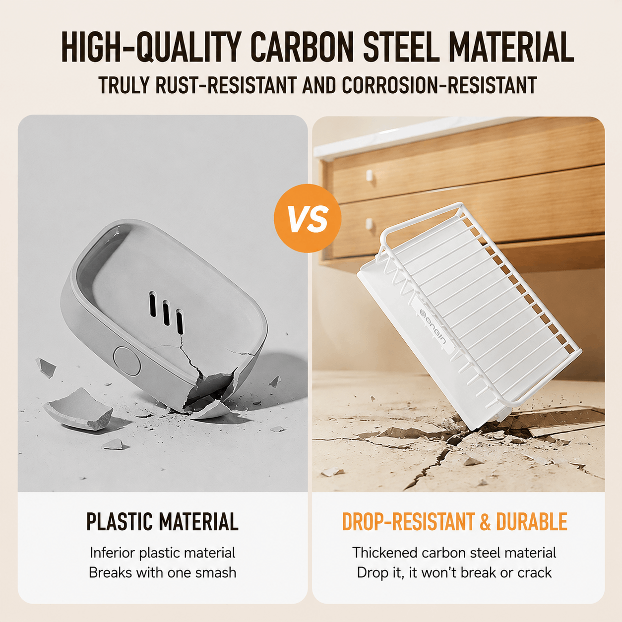 🧊Carbon Steel Countertop Drain Tray – Detachable & Easy to Clean, Rust-Resistant Carbon Steel, Sloped Drainage Prevents Pooling