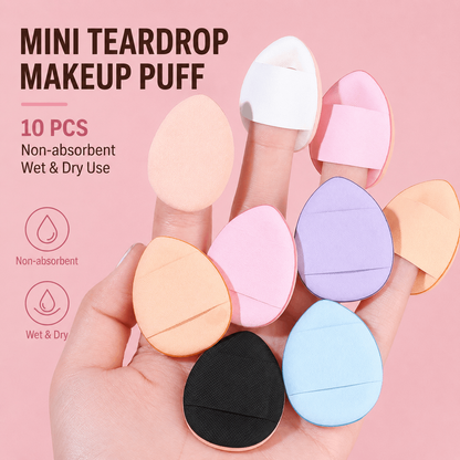 🧽10Pcs Mini Teardrop Makeup Sponge – Wet & Dry Use, Non-Absorbent, Smooth Application, Saves Foundation, Great for Daily Makeup