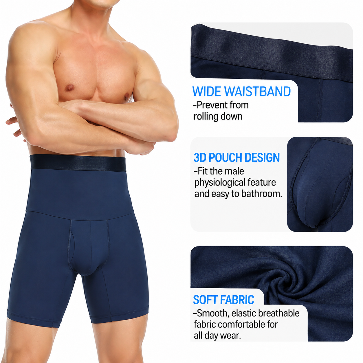 🧵Men’s High-Quality Breathable Shapewear Shorts – High-Waist Tummy Control, Hip & Thigh Shaper