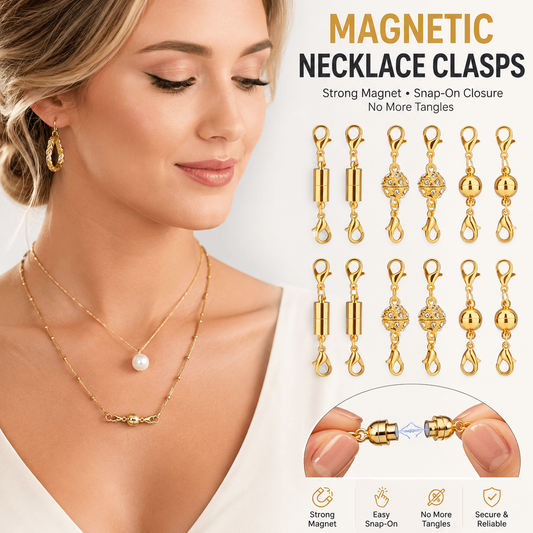 🧲12 PCS Magnetic Necklace Clasps – Strong Magnet, Snap-On Closure, No More Tangles, Jewelry Making Supplies