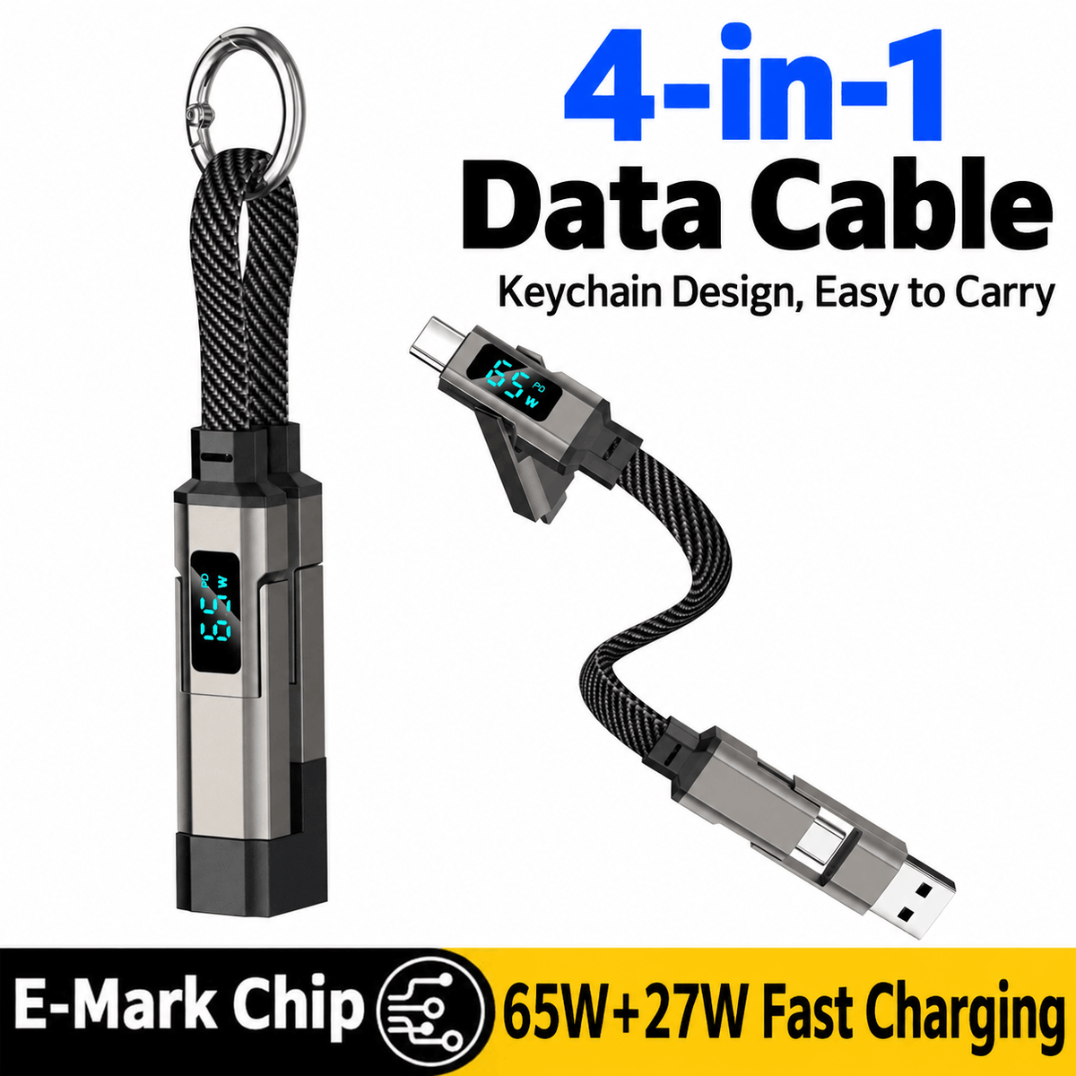 65W Digital Display Fast Charging Cable Keychain – On Keys